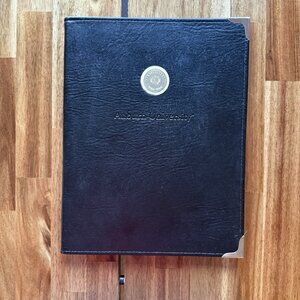 VTG Hazel Auburn University Padfolio Golden Medallion‎ Metallic Corners Embossed